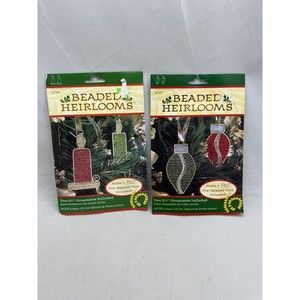 Beaded Heirloom Christmas Tree Ornaments 2 Kits Candle Light Bulb Fibre Craft